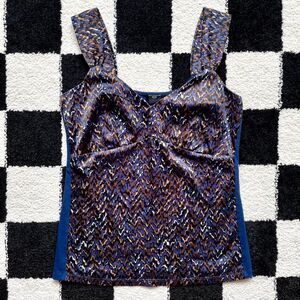 Ann Taylor Blue Patterned Tank Petite S